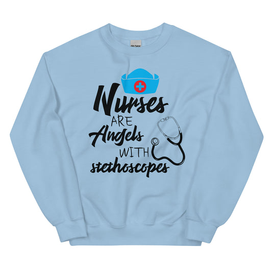 Nurses Are Angels With Stethoscopes Unisex Sweatshirt