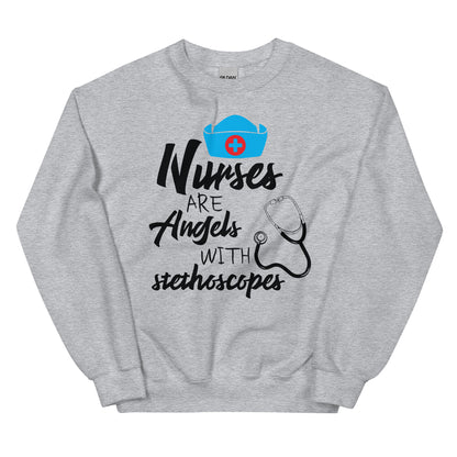 Nurses Are Angels With Stethoscopes Unisex Sweatshirt