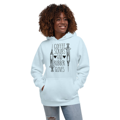 Coffee Scrubs and Rubber Gloves - Unisex Hoodie