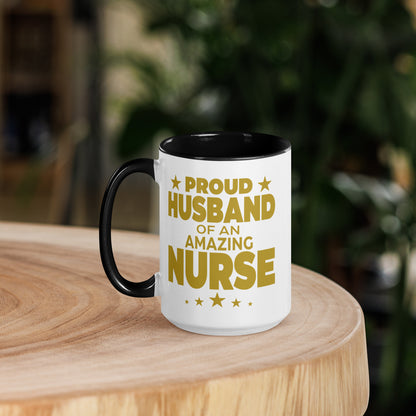 Proud Husband of an Amazing Nurse - Mug with Color Inside