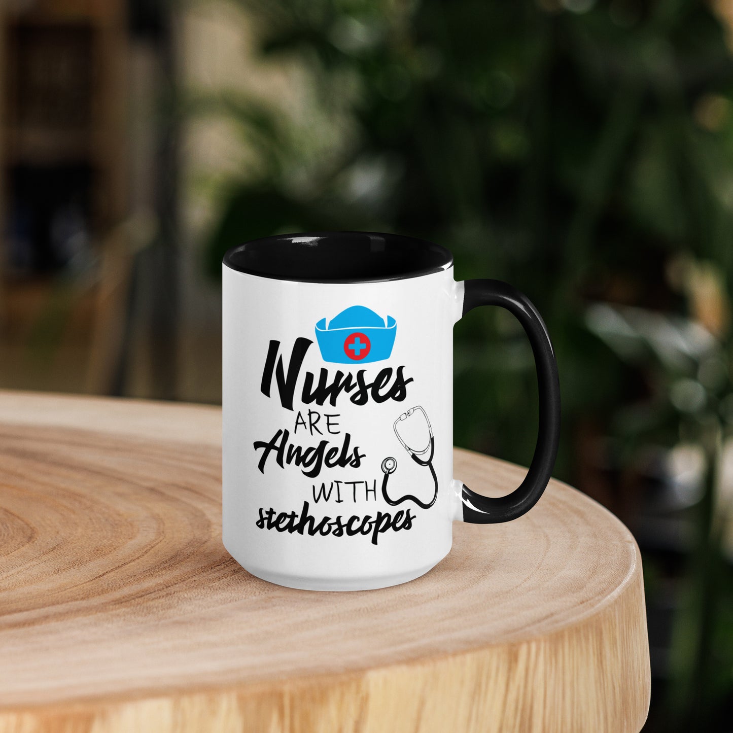 Nurses are Angels with Stethoscopes - Mug with Color Inside