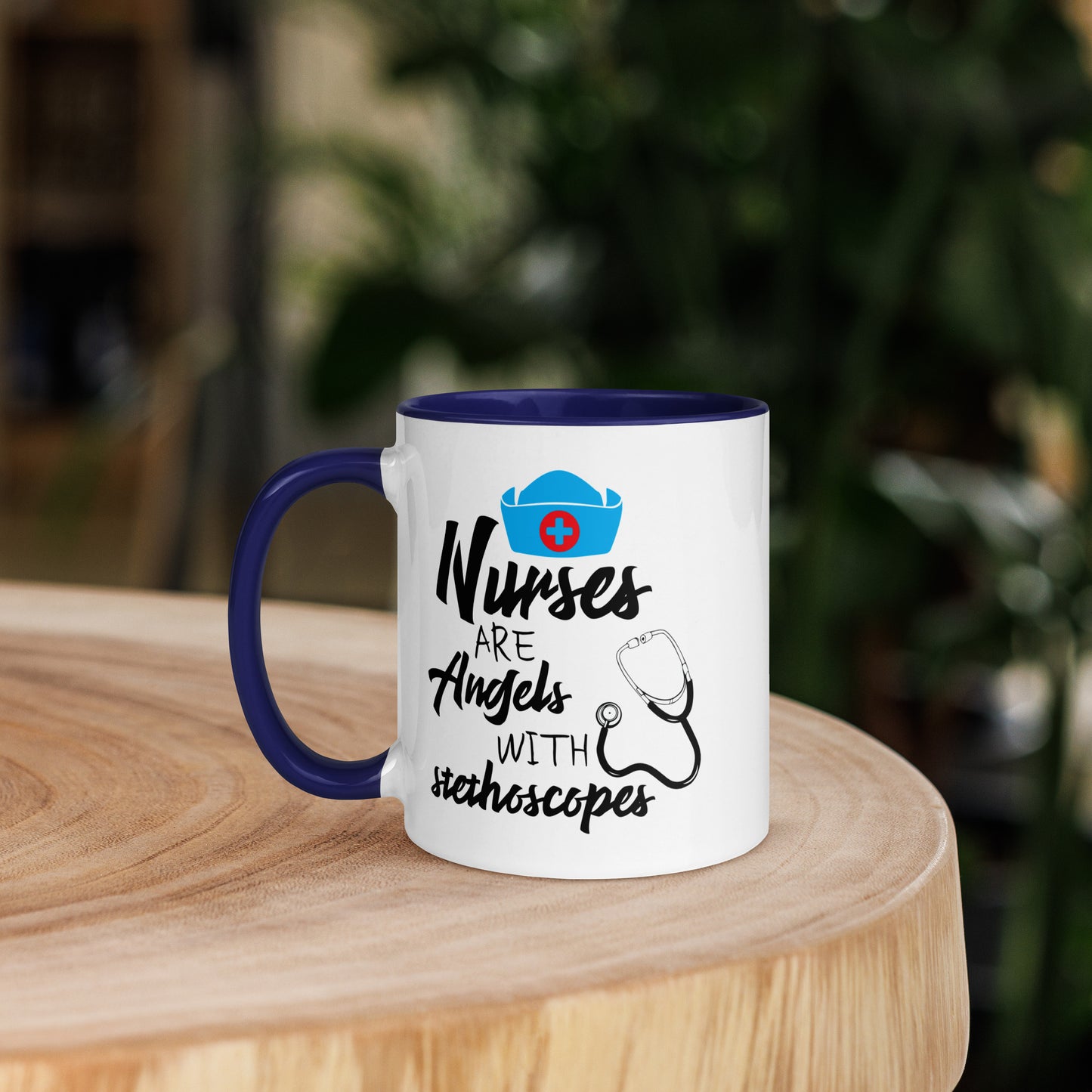 Nurses are Angels with Stethoscopes - Mug with Color Inside