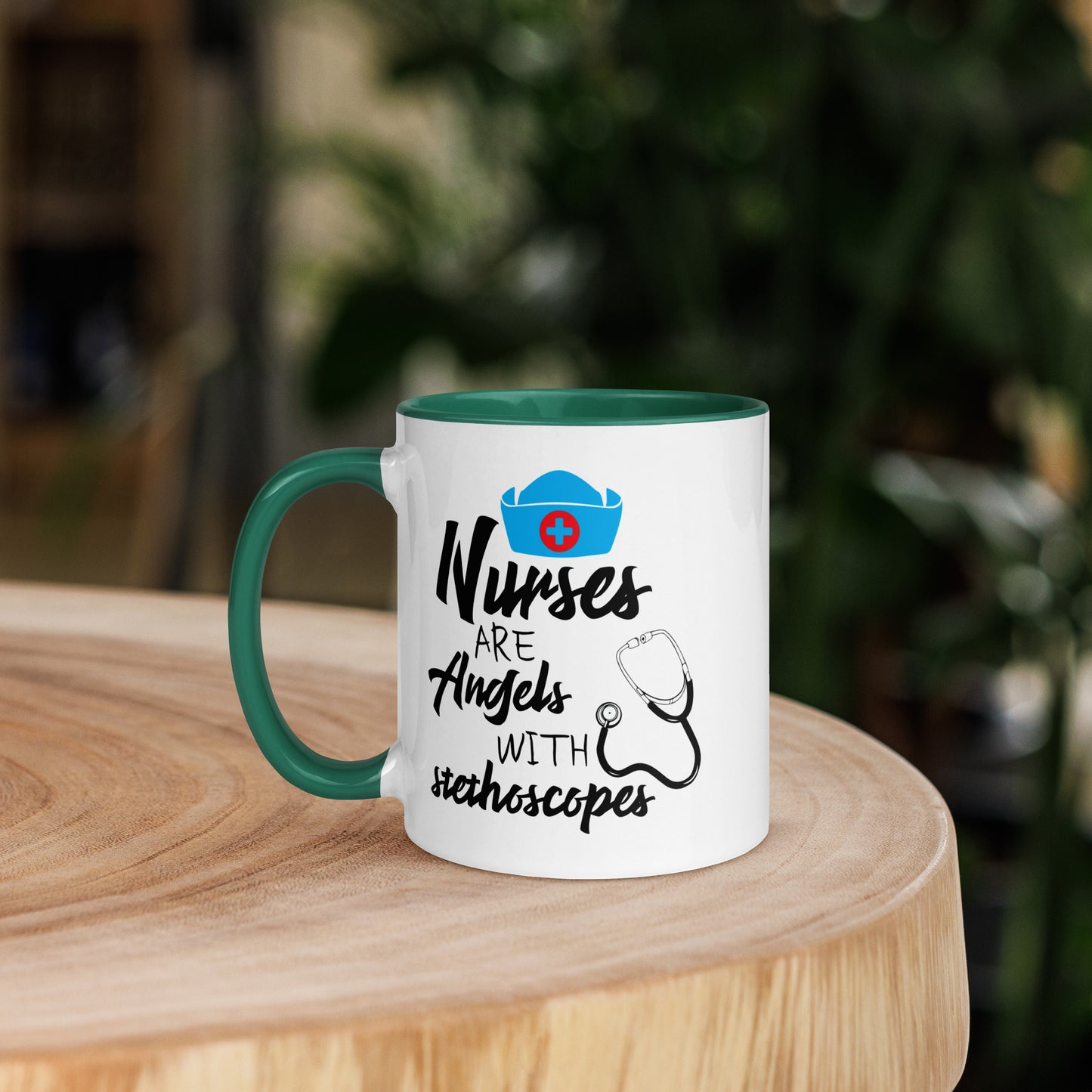 Nurses are Angels with Stethoscopes - Mug with Color Inside