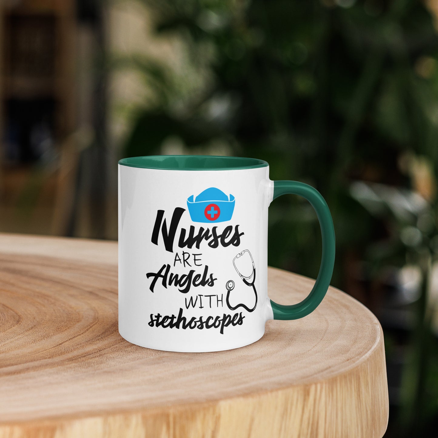 Nurses are Angels with Stethoscopes - Mug with Color Inside