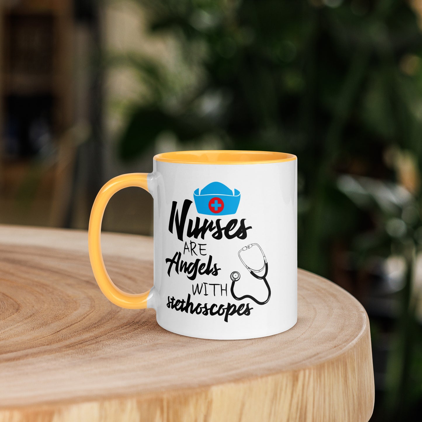 Nurses are Angels with Stethoscopes - Mug with Color Inside