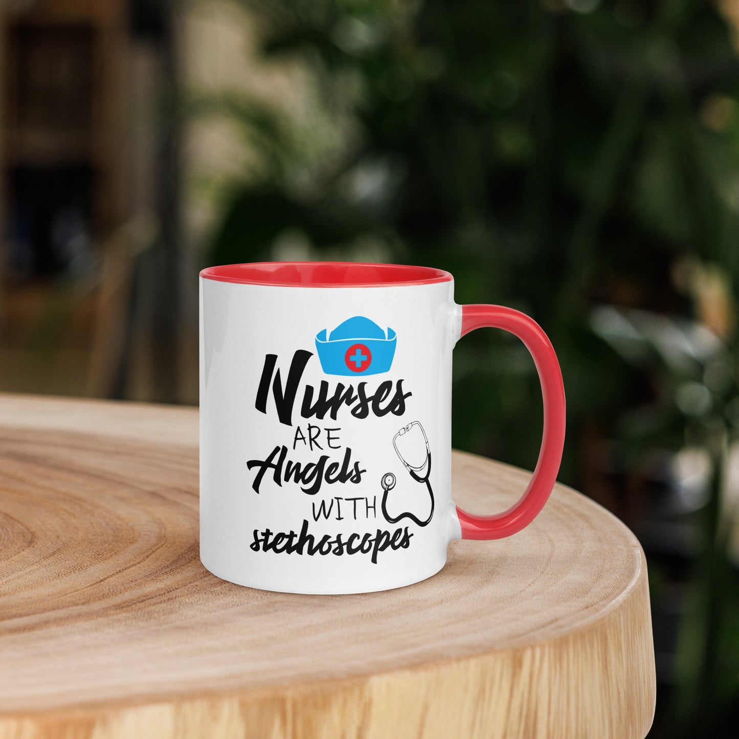 Nurses are Angels with Stethoscopes - Mug with Color Inside